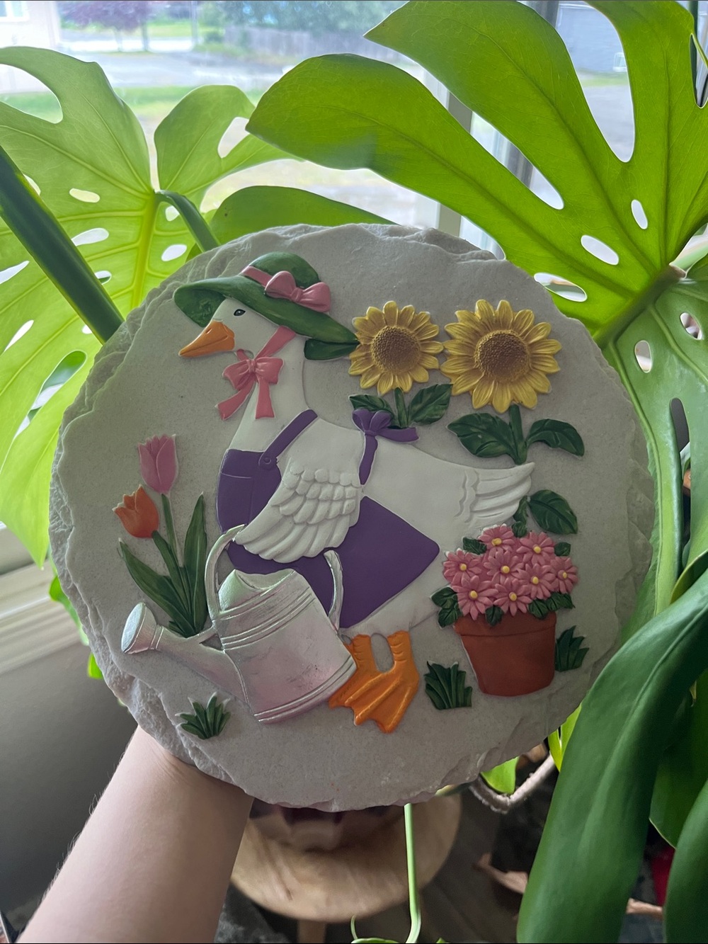 Decorative Garden Goose Wall Plaque with Flowers
